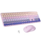 FCPLU Retro Wireless Keyboard and Mouse Combo (Blush Pink) | 110 Round Keycaps, Power Switch, and...