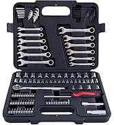 MECHMAX 121 Piece Mechanic Tool Socket Set 3/8 and 1/4 inch Drive SAE & Metric Size, with Tool Bo...