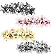 Jakeni Rhinestone Hair Clips Pearl Hair Barrettes for Women Girls, Sparkly Glitter Rhinestones Fl...