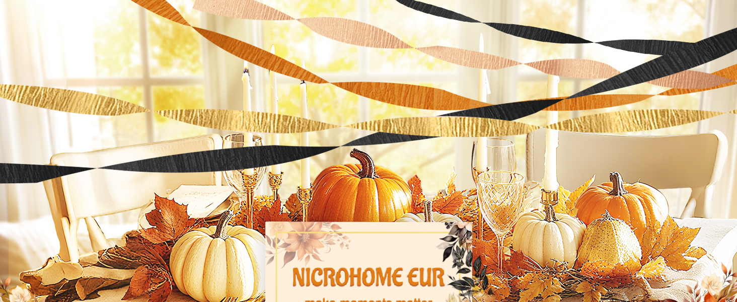 OrangeBlackGoldCrepePaper8PCS