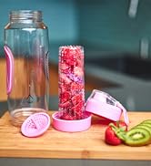 Infusion Pro 32 oz Fruit Infuser Water Bottle with Insulated Sleeve & 50 Recipe Fruit Infusion Wa...