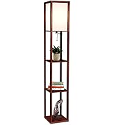 Brightech Maxwell - Modern Shelf Floor Lamp with Lamp Shade and LED Bulb - Corner Display Floor L...