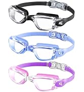 NSSIW Kids Goggles for 4-16, Kids Swimming Goggles Anti Fog No Leaking, 3 Pack Swim Goggles for B...