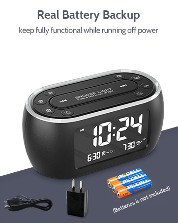 ALARM CLOCK WITH BATTERY BACKUP