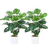 GTIDEA 2 Pcs Artificial Monstera Deliciosa Plants, 28" Tall Faux Swiss Cheese Floor Plants Fake T...