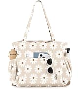 Miss Adola Cute Corduroy Tote Bag for Women - Large Capacity Multi-Pocket Shoulder Bag with Zipper