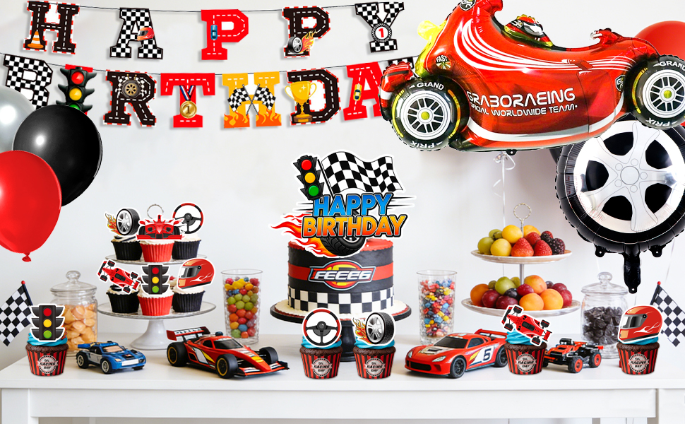 race car birthday party decorations
