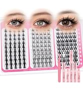 MOONKALI Manga Lash Clusters Kit Wispy Eyelash Clusters 3 Styles Mix Natural Cluster Eyelash Exte...