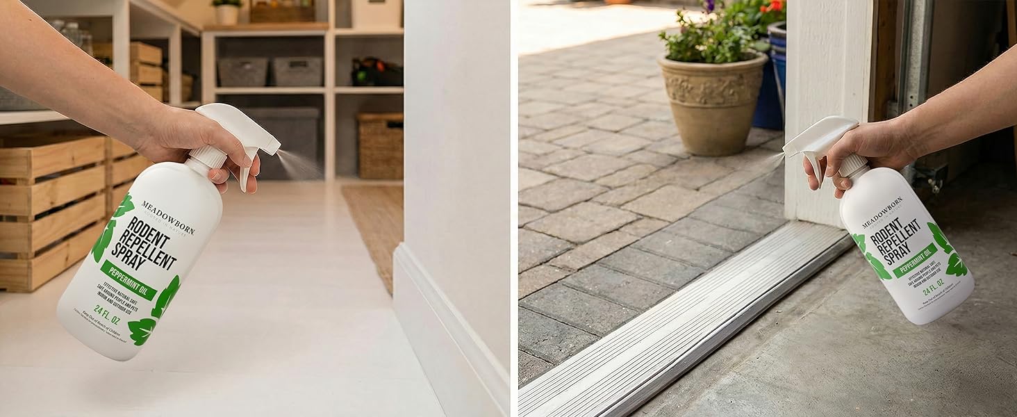 Left side: The spray used in indoor space near bins. Right side: used outdoors near a garage door