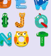 Large Size Magnetic Letters, Cute Animal Alphabet ABC Magnets for Fridge Colorful Uppercase Anima...
