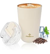 PHILORN Travel Coffee Mug, Coffee Cup-12 OZ Insulated With Lid, White Stainless Steel Coffee Mug ...