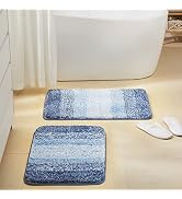 TECHMILLY Luxury Fluffy Bathroom Rugs (Set of 2 Piece), Non-Slip Soft Absorbent Microfiber Stripe...
