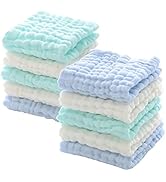 MUKIN Baby Washcloths - Natural Cotton Baby Wipes - Soft Newborn Baby Face Towel for Sensitive Sk...