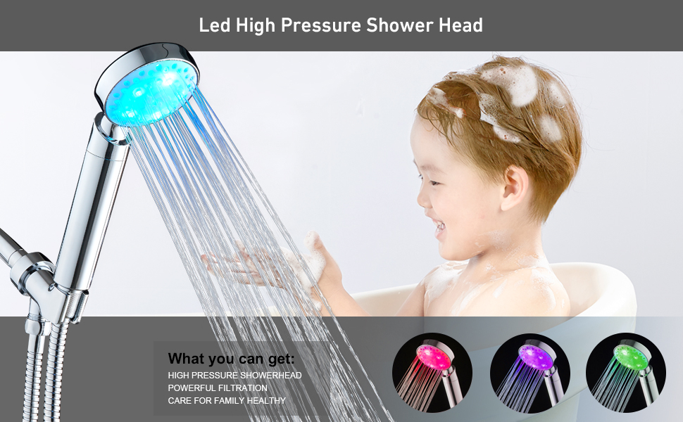 led filtered shower head
