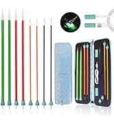 Yarniss Light Up Knitting Needles Set with Case, 4 Pairs Rechargeable Knitting Needle with 2 Repl...