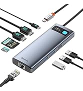 Baseus Laptop Docking Station Dual Monitor 9 in 1 USB C Hub up to 4K@120Hz with 2 HDMI, 1000Mbps ...