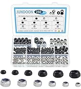 250-Piece Metric Nylon Lock Nut Assortment Kit, 304 Stainless Steel/Black Zinc Plated Carbon M3 M...