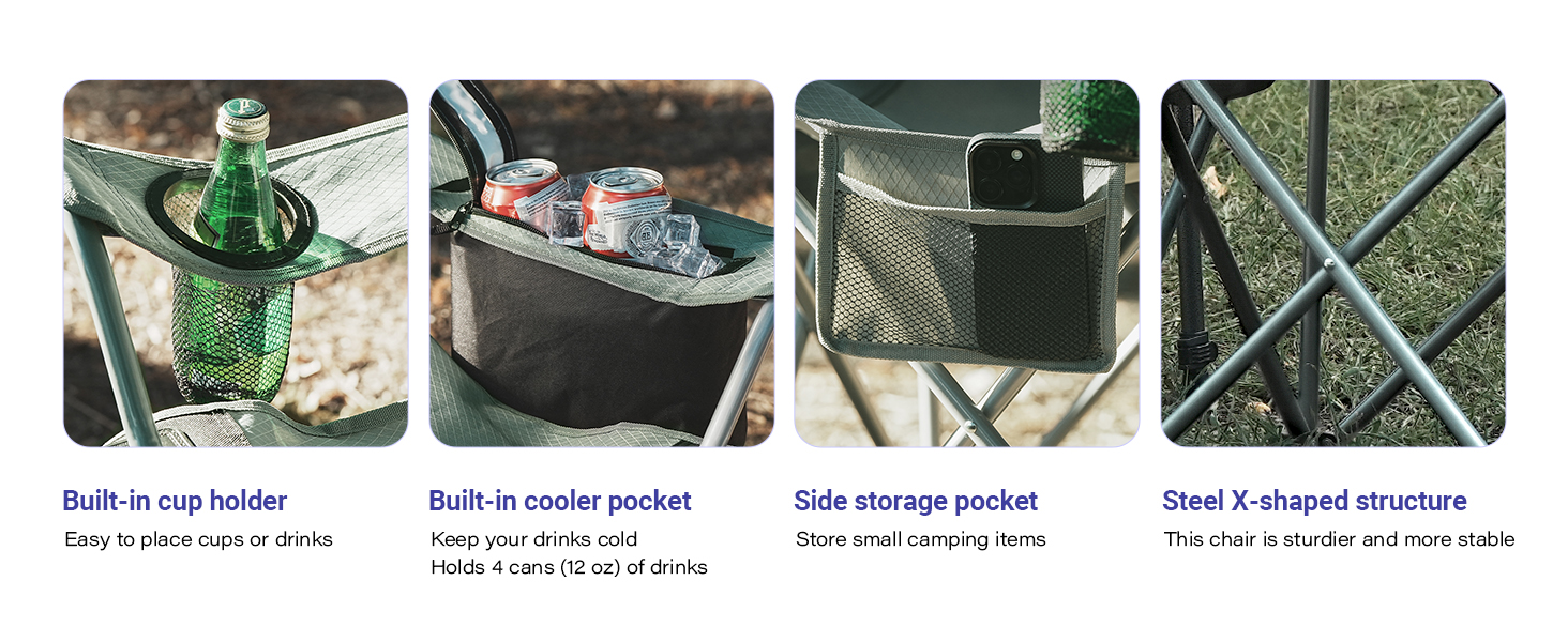 camping lawn chairs with cup holders for adults outdoor foldable camp portable folding chairs