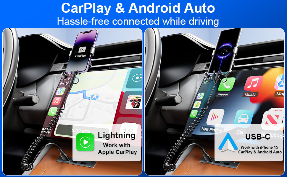 coiled multi charging cable for car