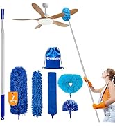Finevoy Dusters for Cleaning, Duster with Extension Pole 7 in 1 Kit, Ceiling Fan Cleaner Duster C...