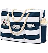oscaurt Beach Bags for Women Waterproof Sandproof Large Beach Tote Bag Canvas Swim Pool Bag with ...