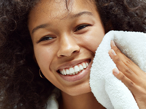 Face cleanser rinses clean to leave skin free of residues, which can interfere with acne medications