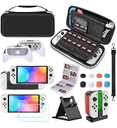 YUANHOT Accessories Bundle Compatible with Switch OLED Incuding Carrying Storage Case, Charging D...