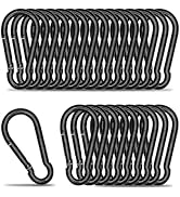 KINLINK 25 Pack Black Carbon Steel Carabiner Clip, 1.97 inch Heavy Duty Spring Snap Hook, Small C...