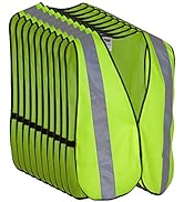 Safety Vest with High Visibility - 2 Inch Reflective Strips, Bright Neon Yellow, Breathable Polye...