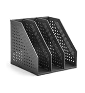 EZWORK Collapsible Magazine File Holder, Desk File Organizer with 3 Vertical Compartments