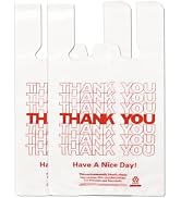 YoYoRain White Thank you T shirt bag, Grocery shopping bag Reusable and Disposable Supermarket Ba...