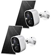 Solar Security Cameras Wireless Outdoor, 2K Night Vision AI Motion Detection 2-Way Talk Battery P...