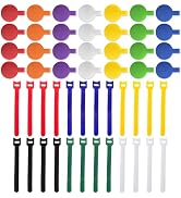 Cable Management Kit, 28 Pcs Multi-color Cable Labels and 24 Pcs Reusable Fastening Cable Ties, C...