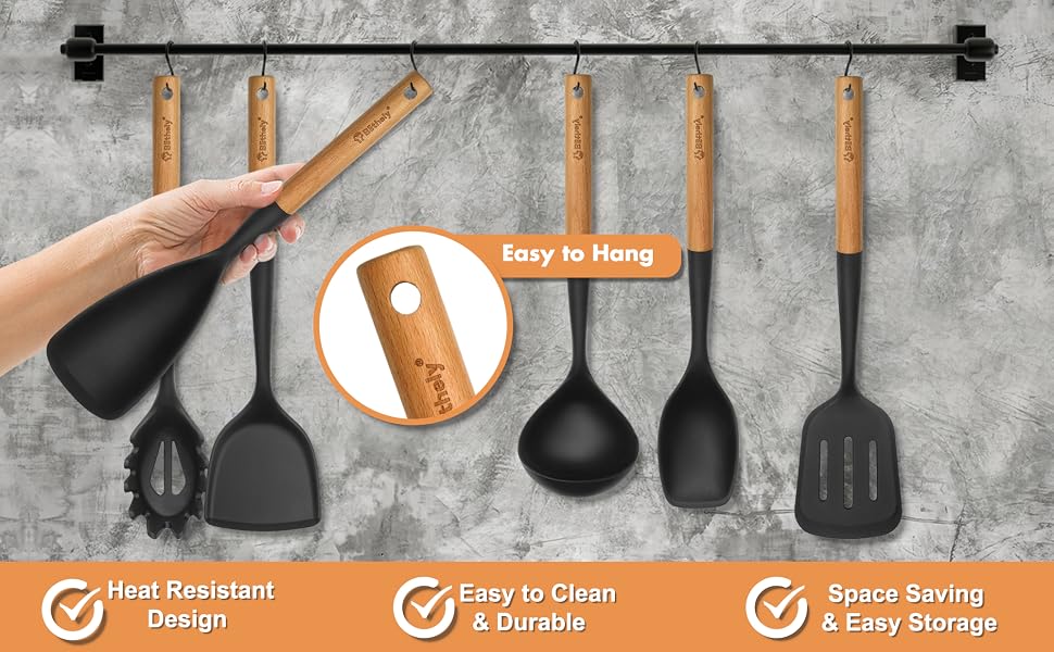 Heat Resistant Silicone Utensil Spatula Set