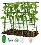 Joyhalo A-Frame Cucumber Trellis for Raised Beds, 47" Hx 57" L Adjustable Size, Garden Trellis fo...