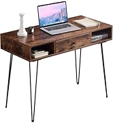 VECELO 39.3" Home Office Work Table with Drawers,Computer Desk with Hairpin Leg for Writing/Study...