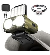Hopedone LED Hard Hat Light, 800Lumens Rechargeable Dimmable Clip on Cap Lights, 180°Adjustable H...