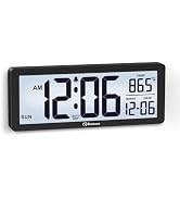 Soobest 8.5 Inch Digital Wall Clock Battery Operated with Backlight, Temperature, Date, Day & Aut...