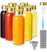 Zukro Glass Water Bottles with Lids 10 oz, Reusable Clear Juice Bottles With Stainless Steel Airt...