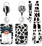 Fun Badge Holder Lanyard Cute Cow ID Card Holders Detachable Name Tag Clips Cute Funny Nurse Teac...
