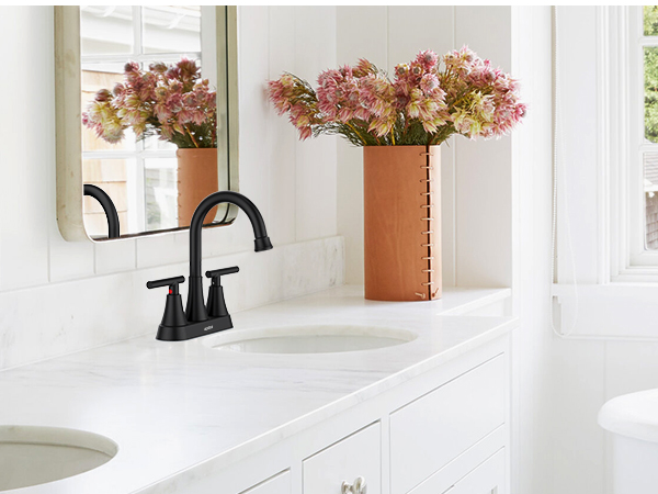 Matte Black Bathroom Sink Faucet Bathroom Faucets for Sink 3 Hole Faucet for Bathroom Sink Vanity RV