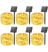 Brightown Outdoor Solar String Lights, 6 Pack 33Feet 100 Led Solar Powered Fairy Lights with 8 Mo...