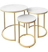 AT-VALY Nesting Tables Coffee Table Set of 3,Round Side Table Small Accent Table for Living Room,...