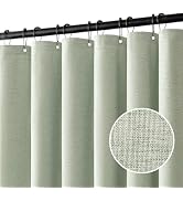 MIULEE Stall Linen Shower Curtain with 12 Metal Hooks Small Heavy Duty Washable Fabric Shower Cur...