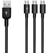 Duttek USB to Micro USB Splitter Cable, 3 in 1 USB 2.0 A Male to Three Micro USB Male 1 to 3 Sync...
