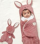 GUND Baby Oh So Snuggly Bunny Blanket Wrap, Plush Hooded Baby Blanket Wrap for Newborns, Pink/Cre...