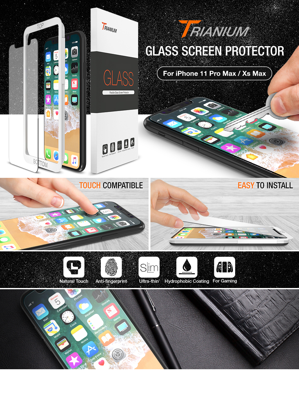 Trianium 3 Pack Screen Protector for iPhone XS Max