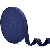 ZHFMLY Navy Blue Cotton Twill Tape Ribbon - 50 Yards x 3/4inch, Webbing Straps Herringbone Tape f...