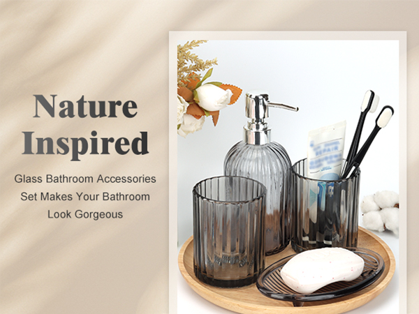 4PCS Decent Glass Bathroom Accessories Set