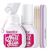 Teenitor 30ml Nail Glue for Press Ons, Brush on Nail Glue Strong, Nail Glue for Acrylic Nails Str...